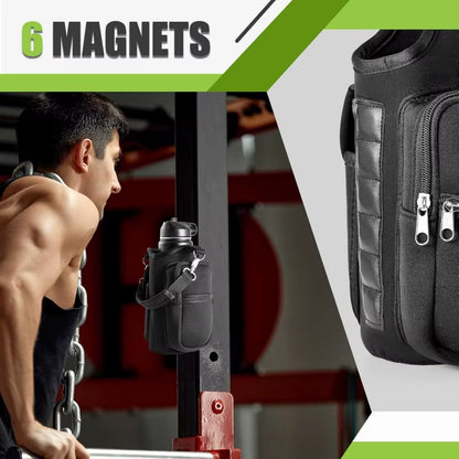 Revolutionary Magnetic Water Bottle Holder with Phone Pocket & Adjustable Strap - Perfect for Gym & Outdoor Adventures